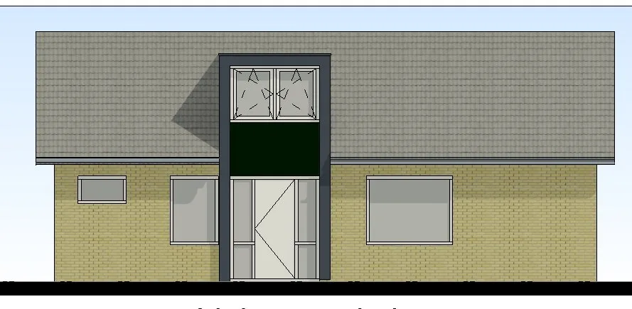 Bouwkundig gevelaanzicht van de dakopbouw in Ede