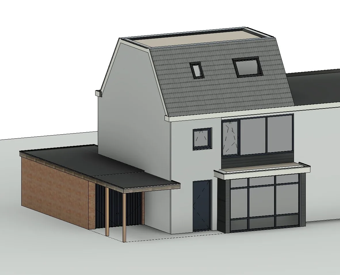 Revit-overzicht van woning met erker in Ede