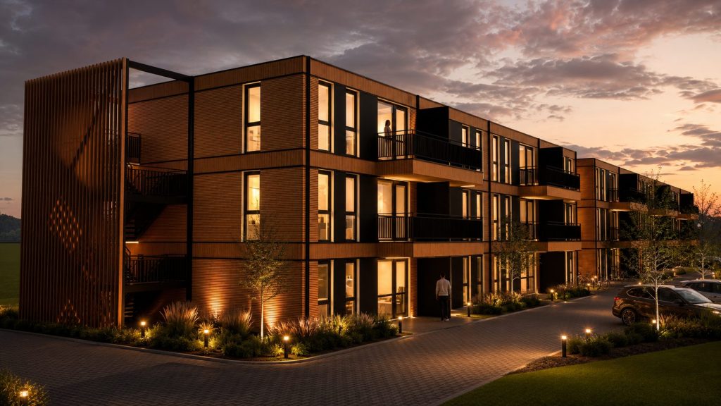 Prefab woongebouw van het project 134 Flexappartementen in Rheden
